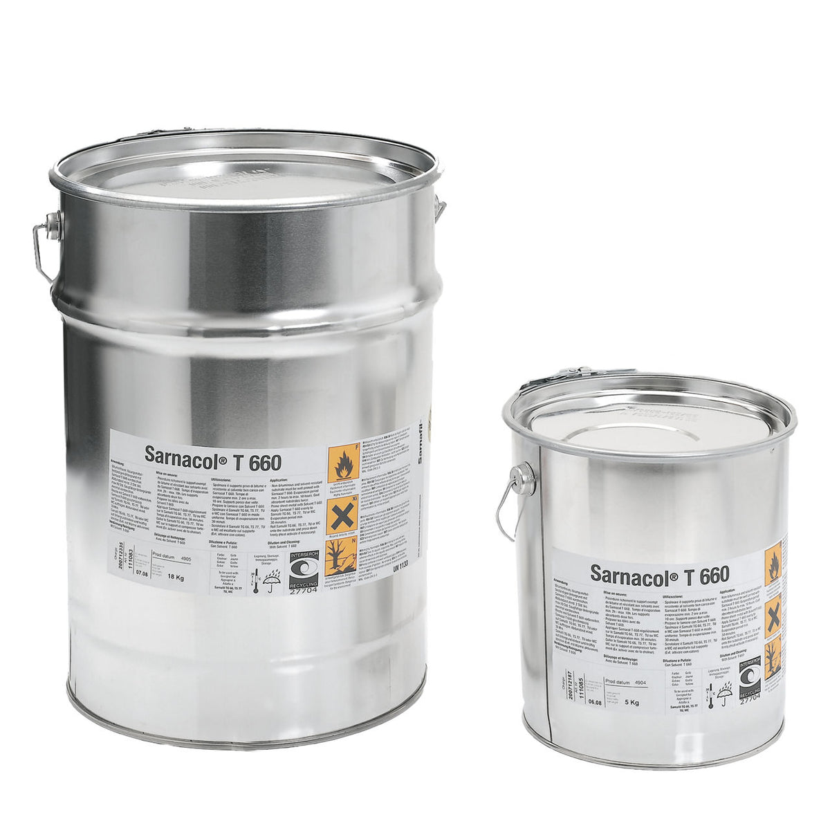 Envase de Sarnacol T-660 de Sika, adhesivo de contacto monocomponente para membranas de cubierta FPO Sarnafil T y Sikaplan T - Vetonek