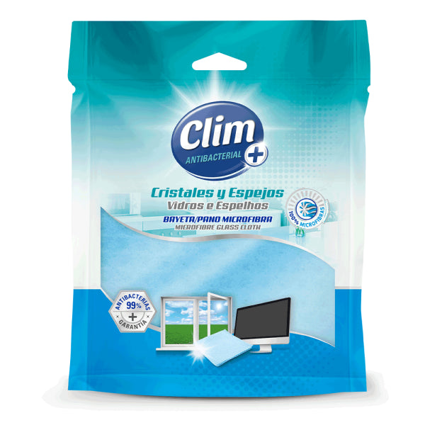 Bayeta de microfibra Clim Antibacterial para cristales y espejos - Pack 15 uds Vetonek