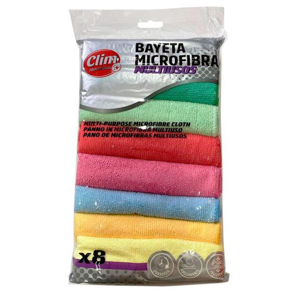 Bayetas de microfibra multicolor 30x30 cm - Pack 8 uds Vetonek