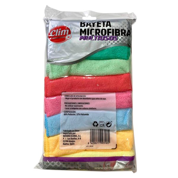 Bayetas de microfibra multicolor 30x30 cm - Pack 8 uds Vetonek