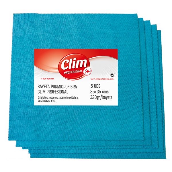 Chiffon PURMICROFIBRE pour vitres - Pack de 5 unités - Clim Profesional Vetonek