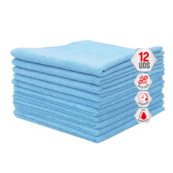Bayetas de Microfibra Azul XL para Limpieza - Pack 12 Vetonek