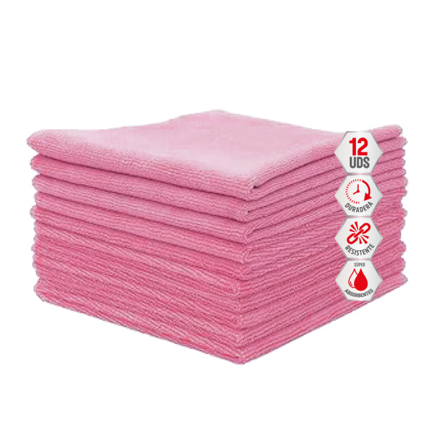 Bayetas de Microfibra Rosa XL - Pack de 12 Unidades Vetonek