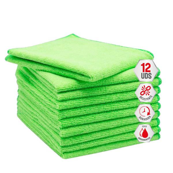 Bayetas de Microfibra Verdes XL 35x40 cm - Pack de 12 Vetonek
