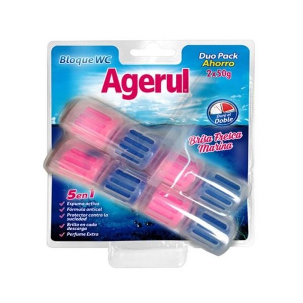 Agerul Bloque Ambientador WC Duo 5 en 1 Brisa Marina - 2x50 grs