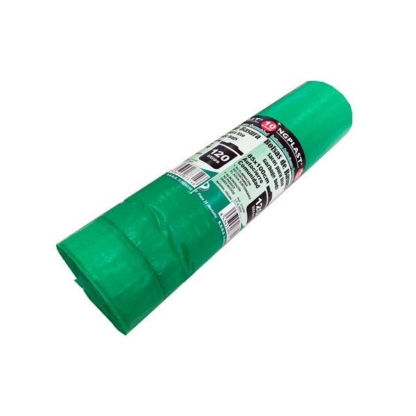 Bolsas de basura 85x100 cm 120L con autocierre verde - Rollo 10 uds Vetonek