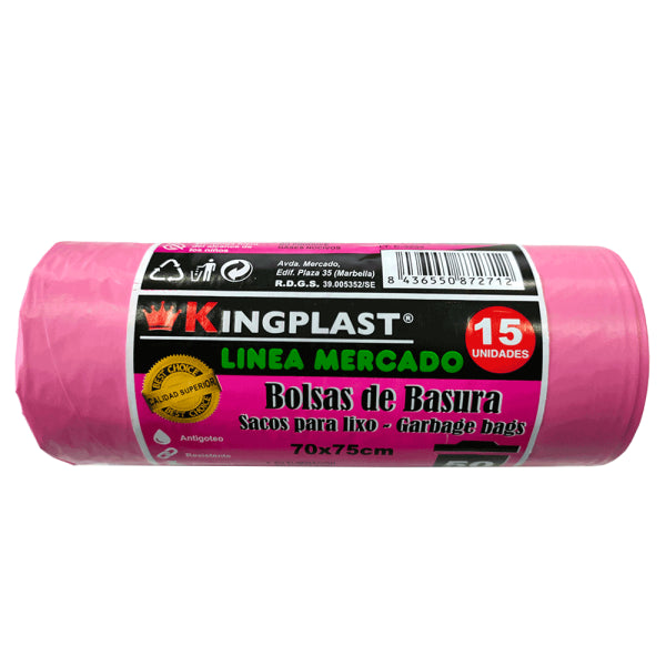 Bolsas de Basura con Autocierre Perfumadas Rosa 50L - 15 Unidades Vetonek