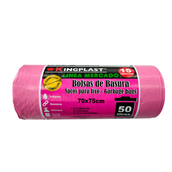 Bolsas de Basura con Autocierre Perfumadas Rosa 50L - 15 Unidades Vetonek