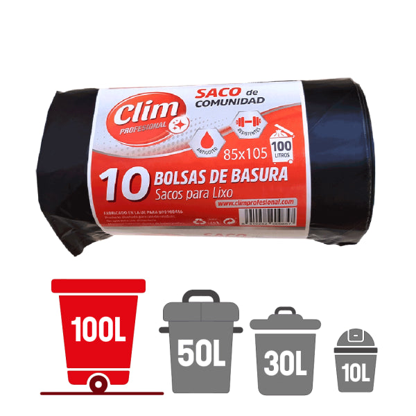 Bolsas de Basura Comunidad 100L - Rollo de 10 Unidades Vetonek