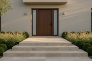 Entrada de vivienda con escalinata de Losa Frías Travertino de hormigón en caliza - Vetonek