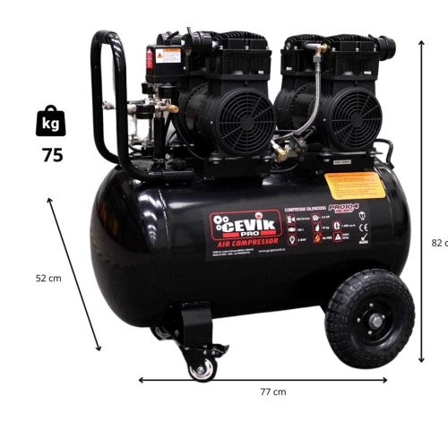 Compresor silencioso sin aceite 100 L y 4 HP Cevik Pro - Vetonek