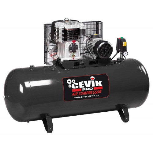 Compresor trifásico de correas de 270 L y 5,5 HP de doble etapa Cevik Pro - Vetonek