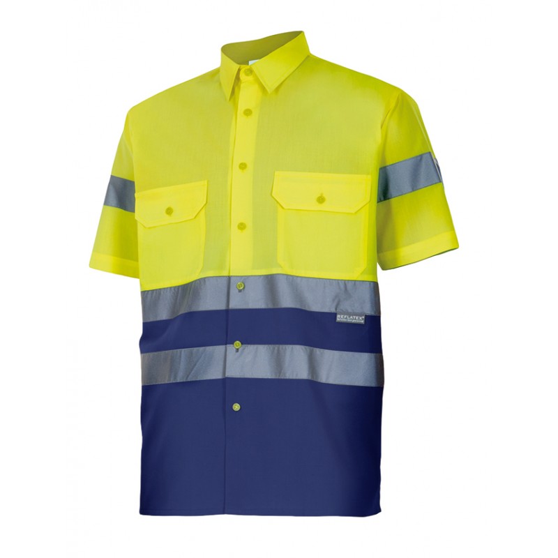 Camisa bicolor de alta visibilidad de manga corta Velilla 142 - Vetonek
