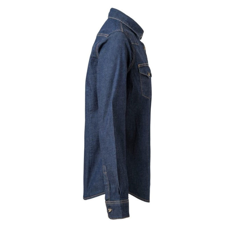 Detalle de tapeta y botonadura de la camisa denim Velilla 405007S - Vetonek
