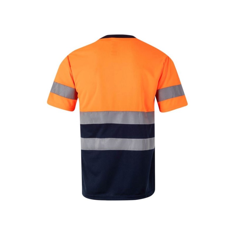 Camiseta técnica bicolor Velilla 305506 en azul marino y amarillo flúor - Vetonek