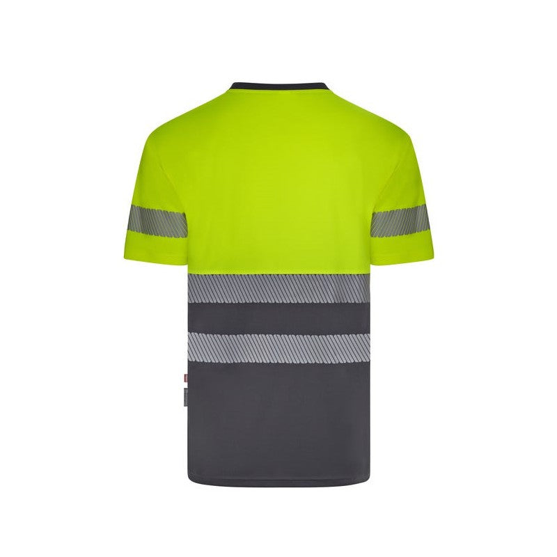 Camiseta reciclada bicolor Velilla 305633 en azul navy y amarillo flúor - Vetonek