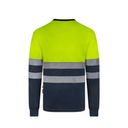 Camiseta reciclada bicolor manga larga Velilla 305635 en azul navy y amarillo flúor - Vetonek