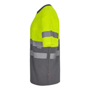 Camiseta de algodón bicolor Velilla 305613 en verde y amarillo flúor - Vetonek