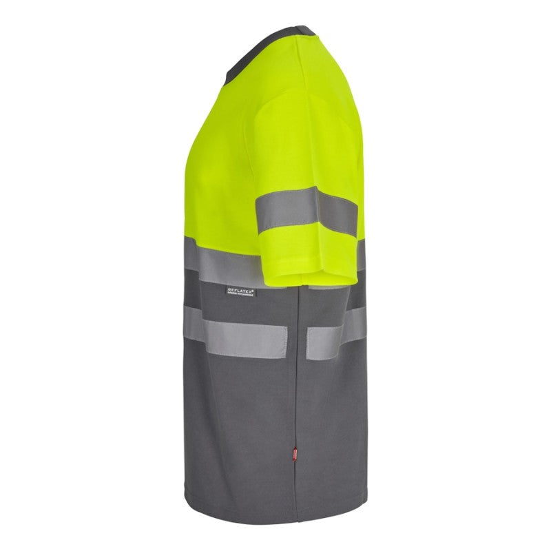 Camiseta de algodón bicolor Velilla 305613 en verde y amarillo flúor - Vetonek