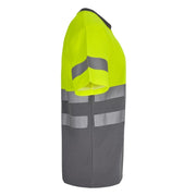 Camiseta de algodón bicolor Velilla 305613 en gris y amarillo flúor - Vetonek