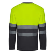 Camiseta bicolor manga larga Velilla 305615 en azul navy y amarillo flúor - Vetonek