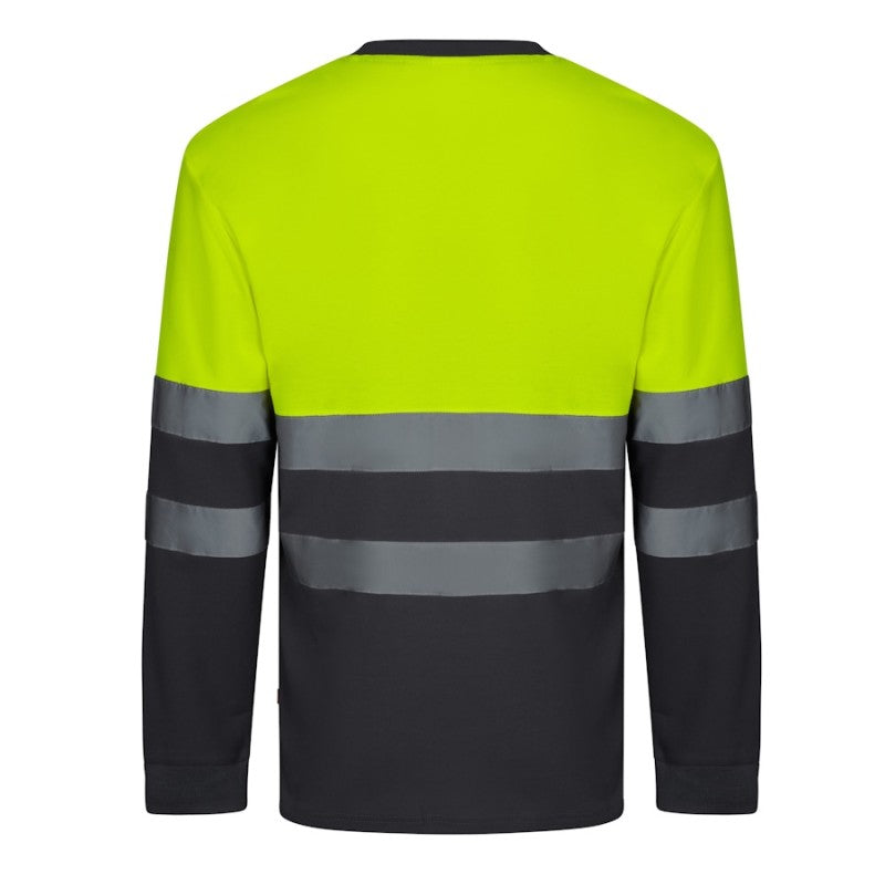 Camiseta bicolor manga larga Velilla 305615 en azul navy y amarillo flúor - Vetonek