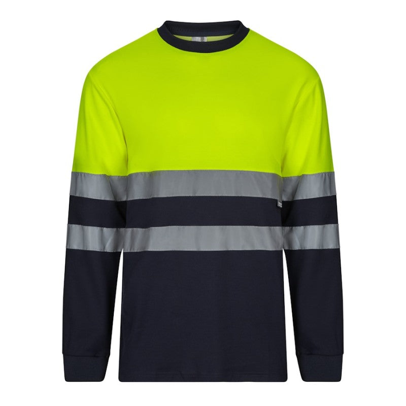 Camiseta bicolor manga larga Velilla 305615 en gris y amarillo flúor - Vetonek