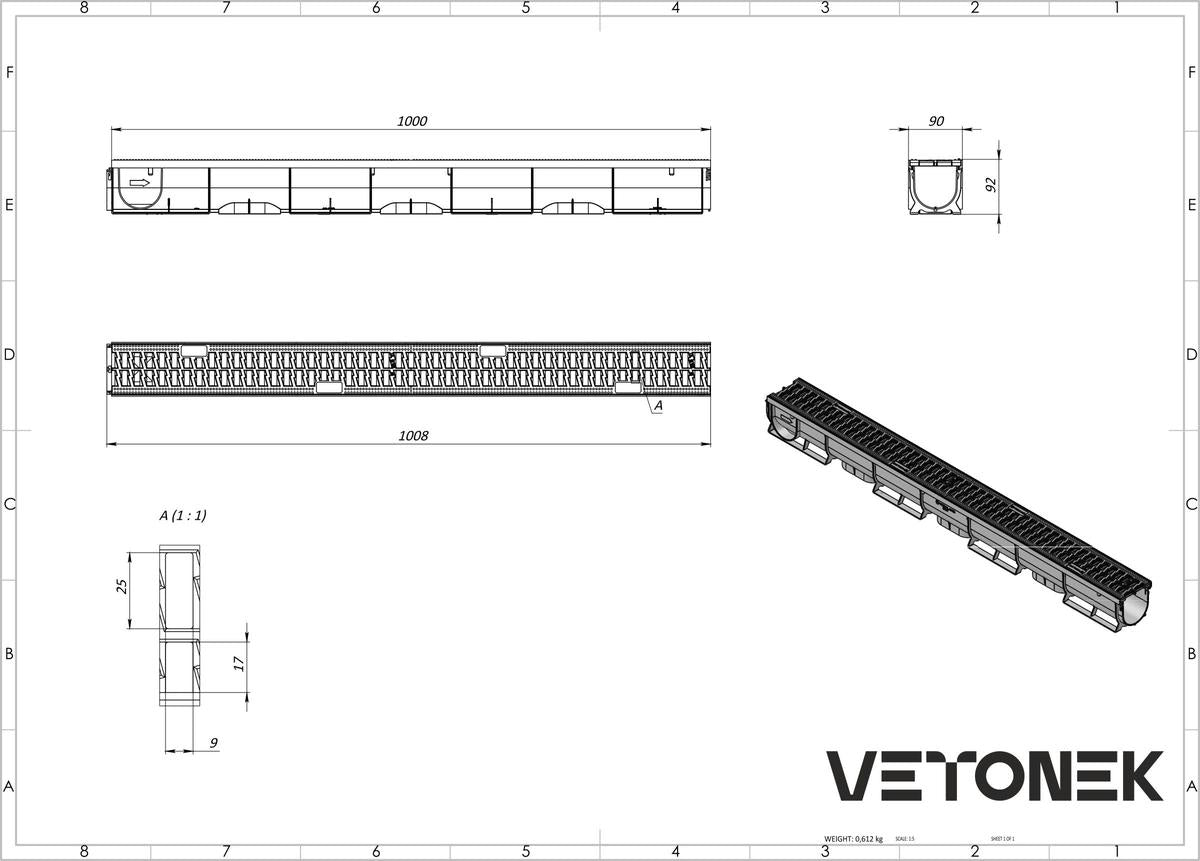 Canal de Drenaje de Plástico Vetonek Vetonek