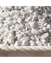 Canto rodado Blanco Macael de mármol, árido decorativo para jardín - Vetonek