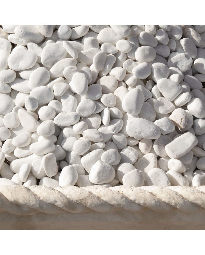 Canto rodado Blanco Macael de mármol, árido decorativo para jardín - Vetonek