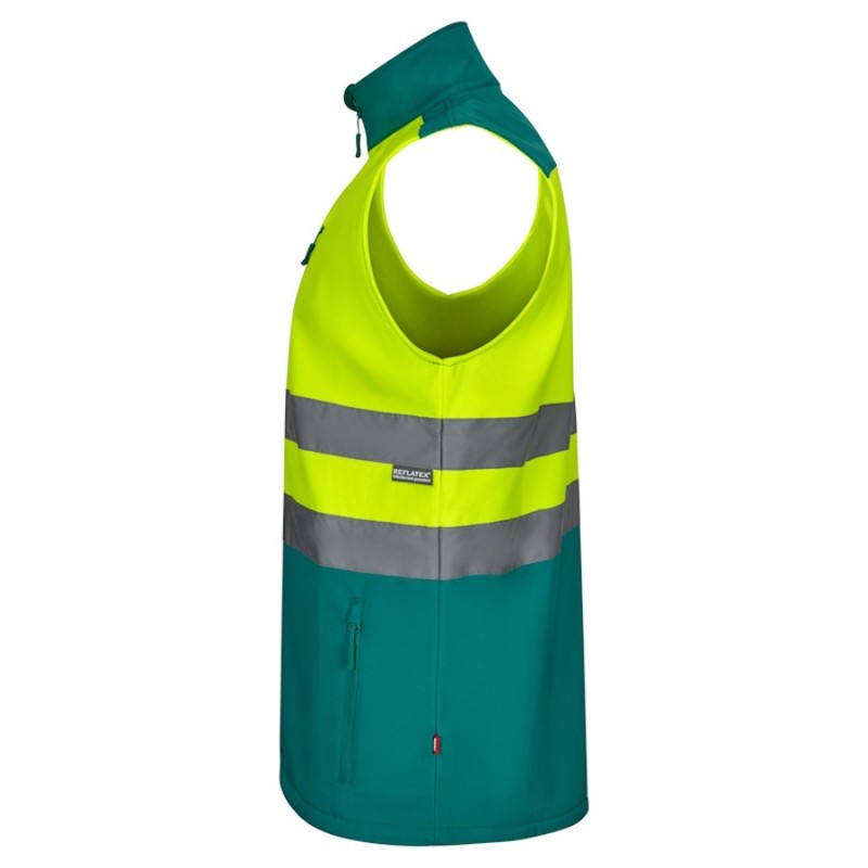 Chaleco soft shell bicolor Velilla 305906 en verde y amarillo flúor - Vetonek