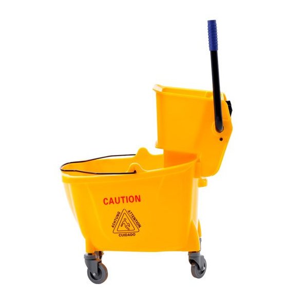 Cubo Profesional Amarillo de 25 Litros con Ruedas y Prensa Vetonek