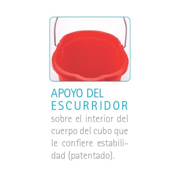 Cubo de fregona rectangular 16L con escurridor y asa de metal Vetonek