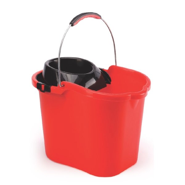 Cubo de fregona rectangular 16L con escurridor y asa de metal Vetonek