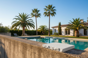 Cubremuros Duero Piedra de hormigón, en el muro de una villa mediterránea con piscina - Vetonek