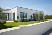 Cubremuros Duero Piedra de hormigón, en el muro de una vivienda moderna minimalista - Vetonek