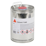 Bidón de 5 litros de Solvent T-660 de Sika, diluyente y limpiador para el adhesivo Sarnacol® T 660 y membranas FPO - Vetonek