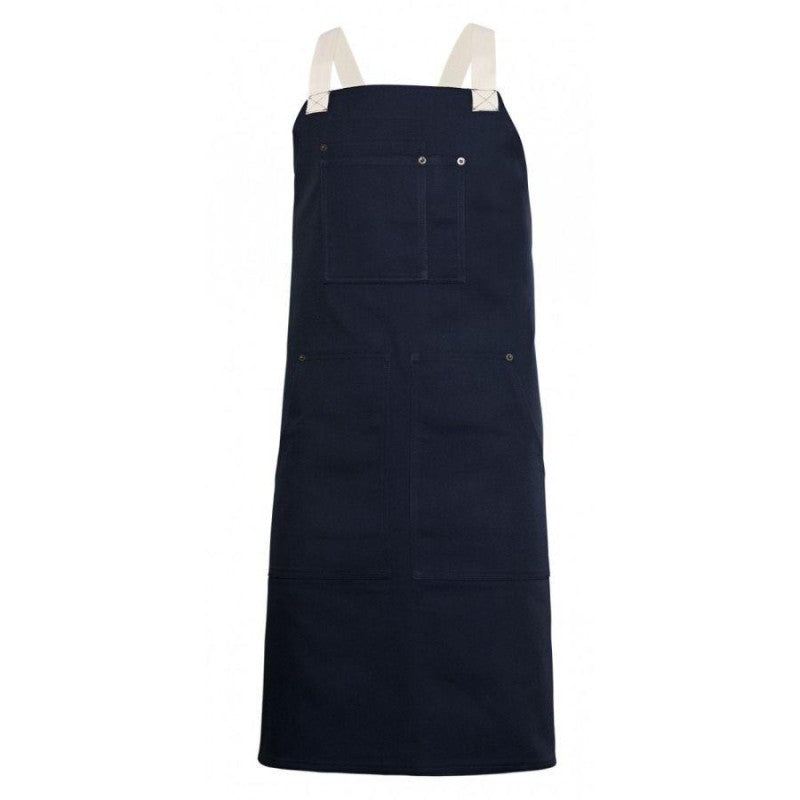 Delantal con peto de canvas Velilla 404211B en gris y granate - Vetonek