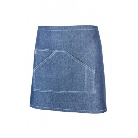 Delantal corto de denim Velilla 404206 con sus dos bolsillos - Vetonek