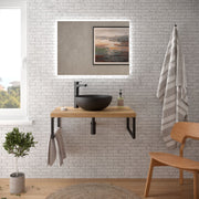 Bancada de banheiro BATHME NIZA com pia SOLID SURFACE cor carvalho preto fosco - Vetonek