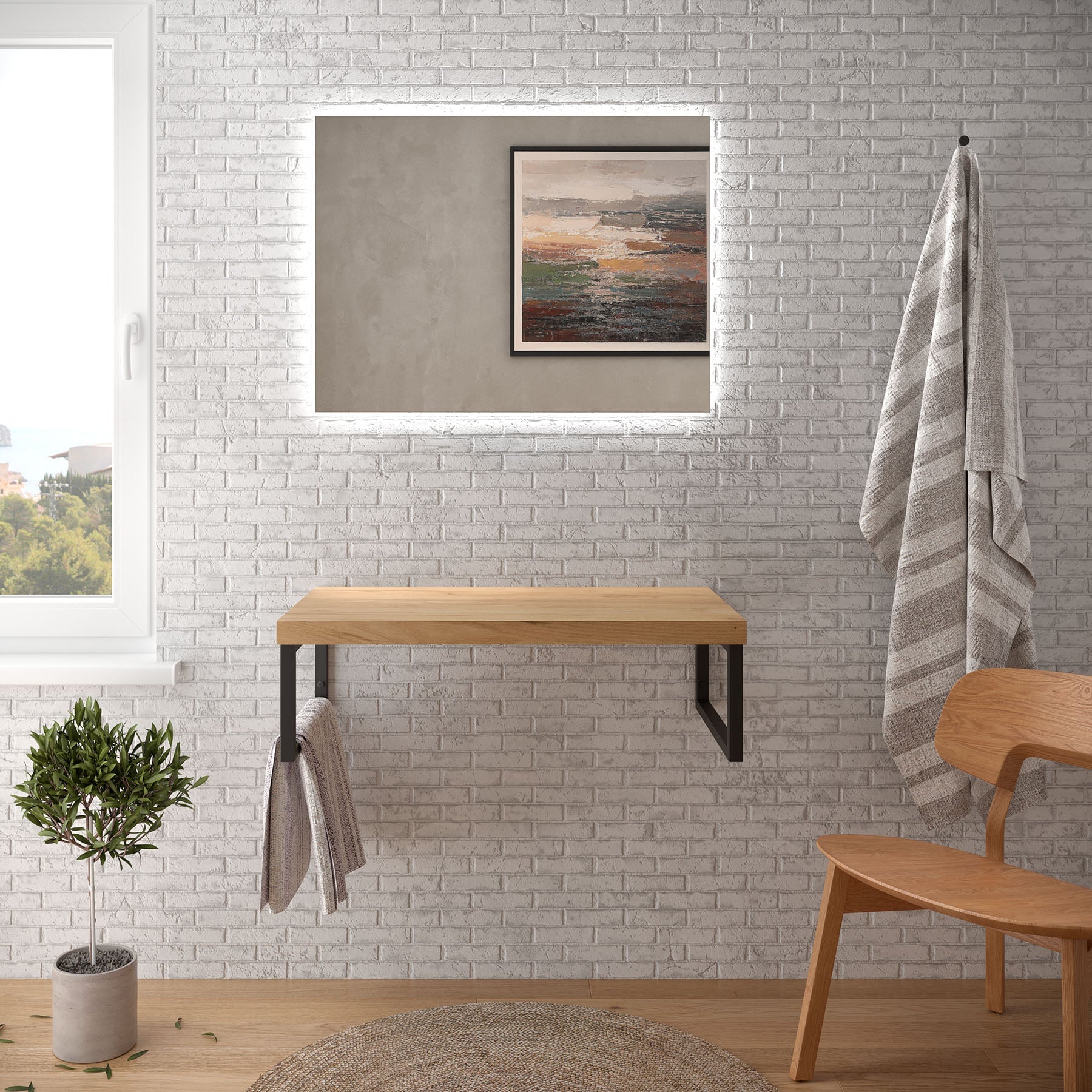 BATHME NIZA Bancada de banheiro sem pia cor carvalho - Vetonek