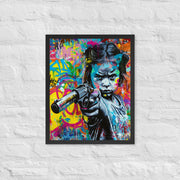 Cuadro de diaeño pop art niña con arma