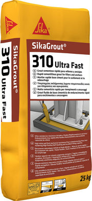 Saco de 25 kg de SikaGrout®-310 Ultra Fast de Sika, grout cementoso ultrarrápido para anclajes y prefabricados - Vetonek