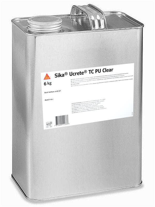 Bote de 6 kg de Sika® Ucrete® TCPU Clear de Sika, capa de acabado de poliuretano monocomponente transparente para pavimentos Ucrete - Vetonek