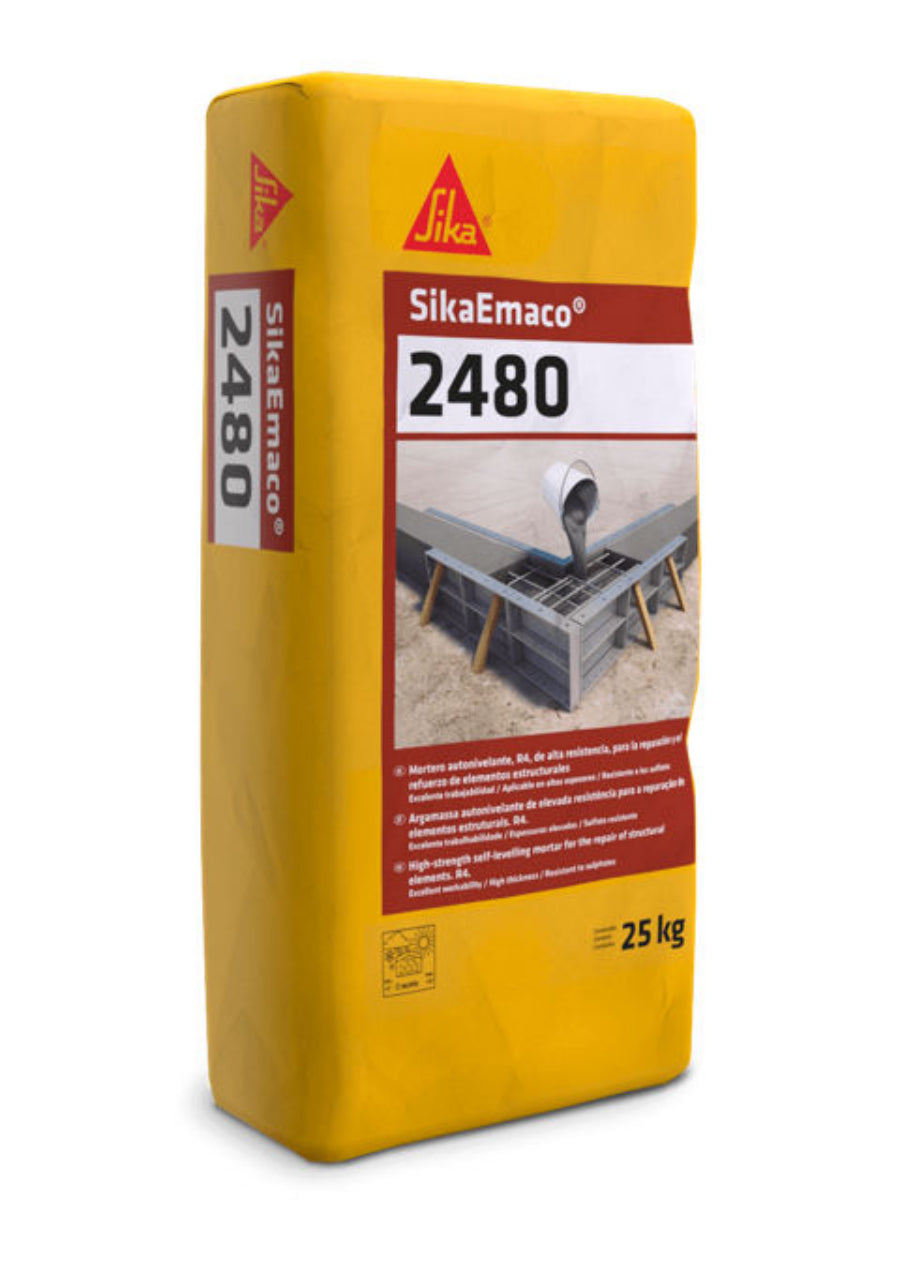 SikaEmaco®-2480 - Mortero autonivelante, R4, de alta resistencia, para la reparación y el refuerzo de elementos estructurales - Vetonek