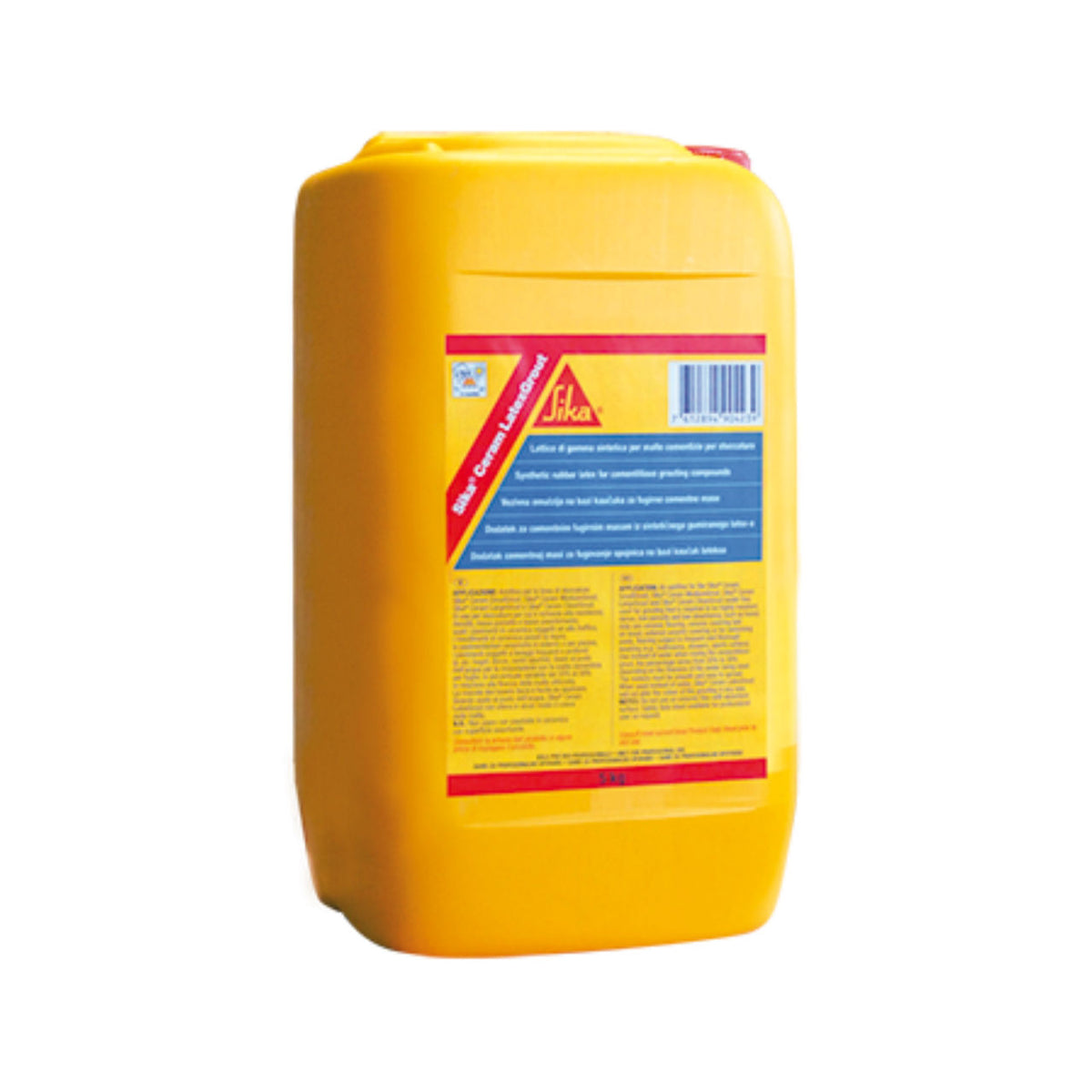 Garrafa de 5 kg de SikaCeram® LatexGrout de Sika, aditivo látex líquido que sustituye al agua de amasado en morteros de rejuntado - Vetonek