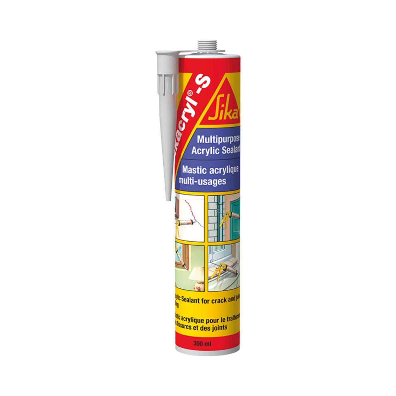 Cartucho de 300 ml de Sikacryl® S de Sika, sellador acrílico pintable para juntas de bajo movimiento - Vetonek