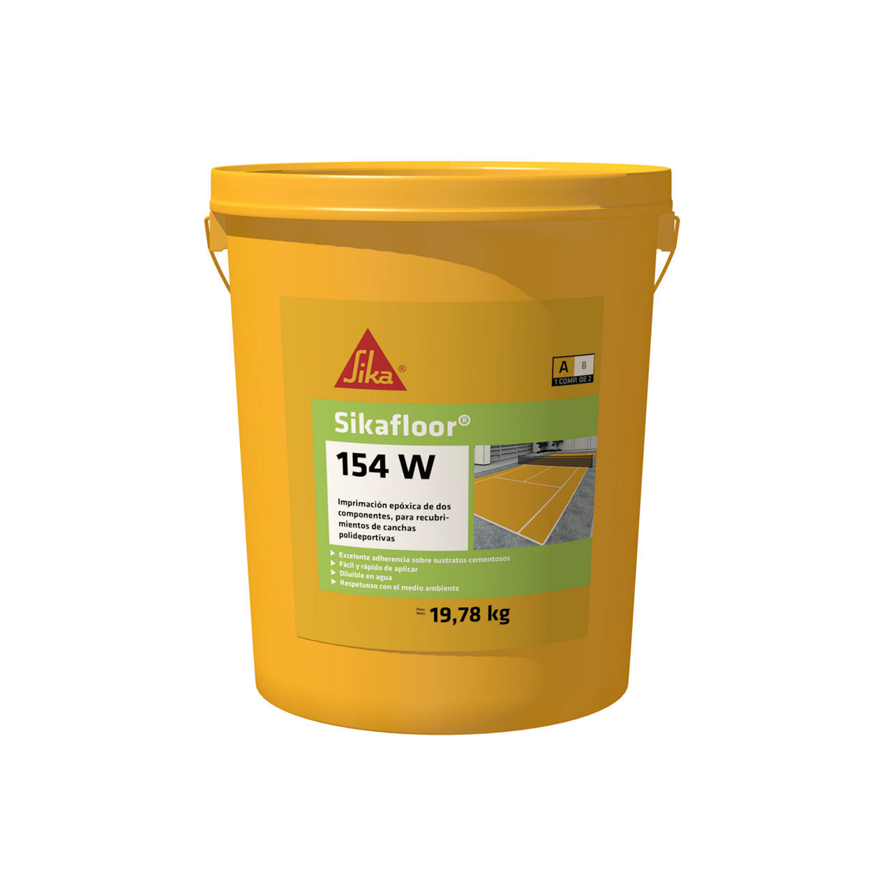 Juego A+B de 25 kg de Sikafloor®-154 W de Sika, imprimación epoxi en base agua gris para pavimentos de hormigón - Vetonek