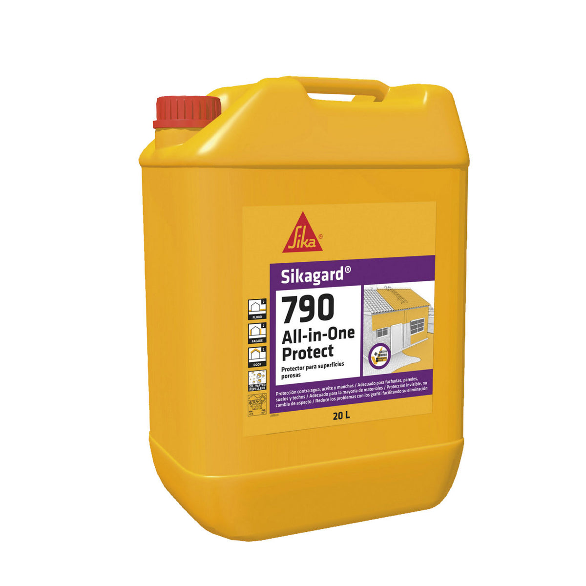 Garrafa de Sikagard®-790 All-in-One Protect de Sika, protector invisible antimanchas y antigrafiti para piedra, ladrillo y hormigón - Vetonek