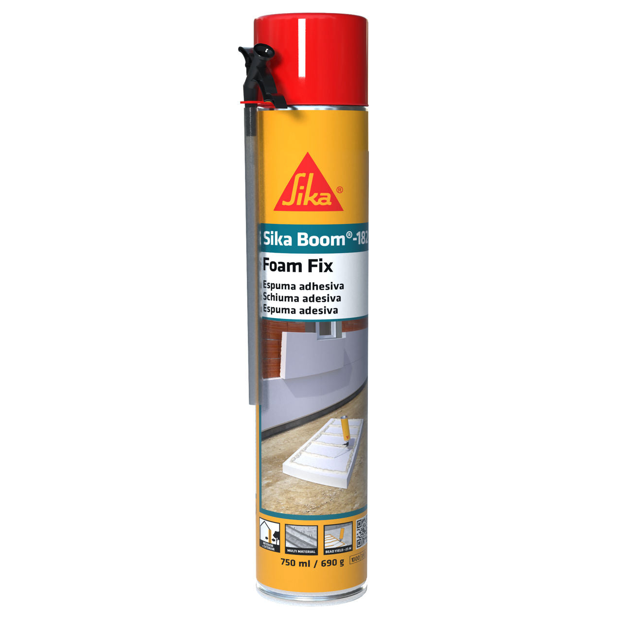Bote de 750 ml de Sika Boom®-182 de Sika, espuma adhesiva de poliuretano para pegar placas de yeso y paneles aislantes de XPS y EPS - Vetonek